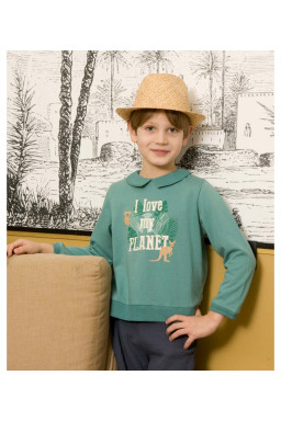 Sweater "I love my planet" in organic fleece cotton