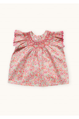 Smocked baby blouse in Liberty Paloma