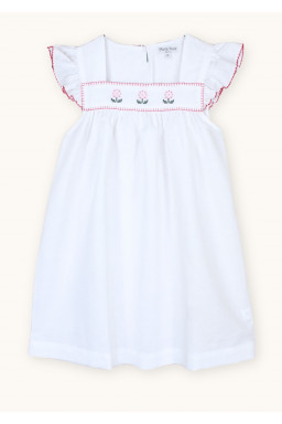 Marie dress in linen embroidered