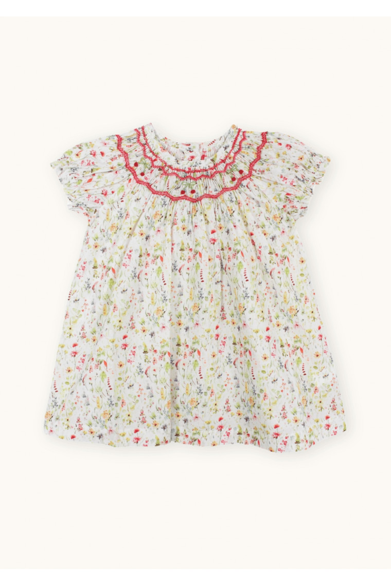 Cherry smocked baby dress