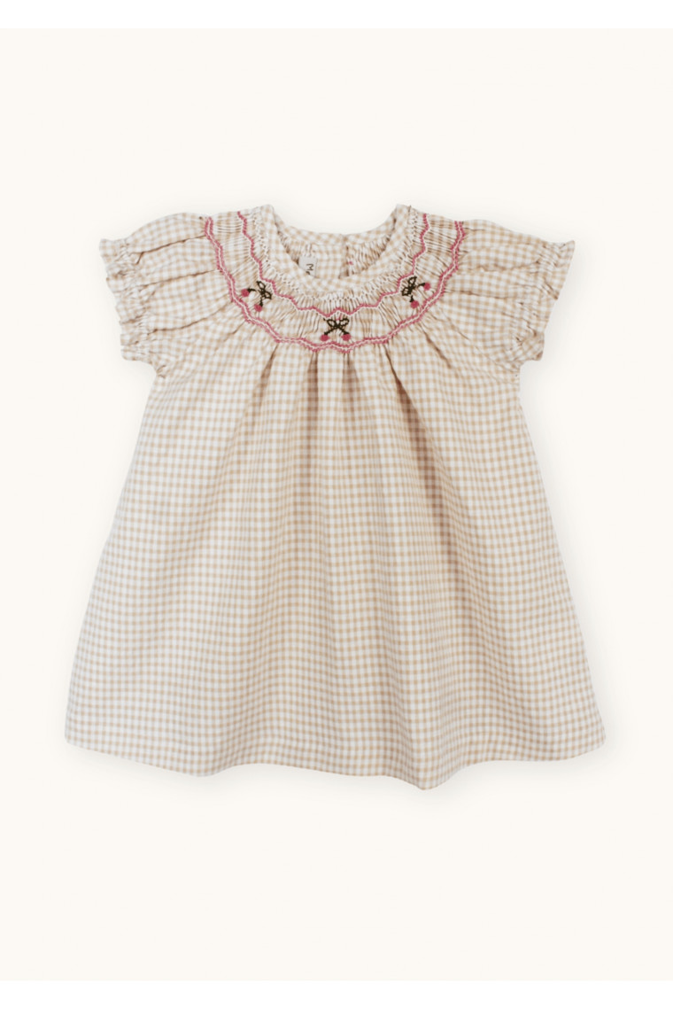 Cherry smocked baby dress