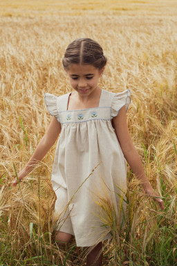 Robe fille MARIE en lin brodée