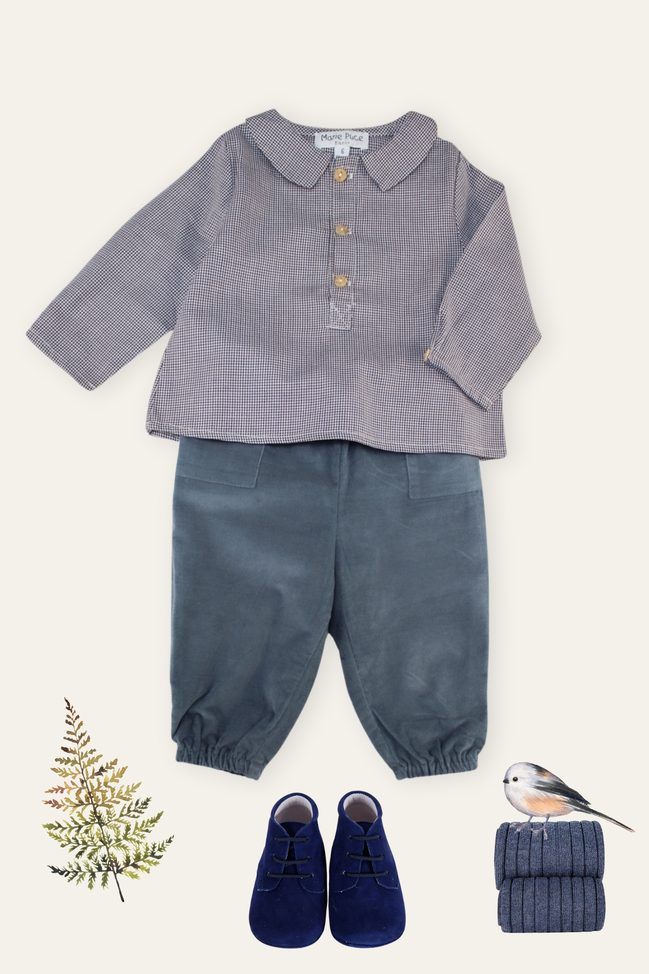 Winter 24 Baby Boy Look - Marie Puce Paris - London Shirt